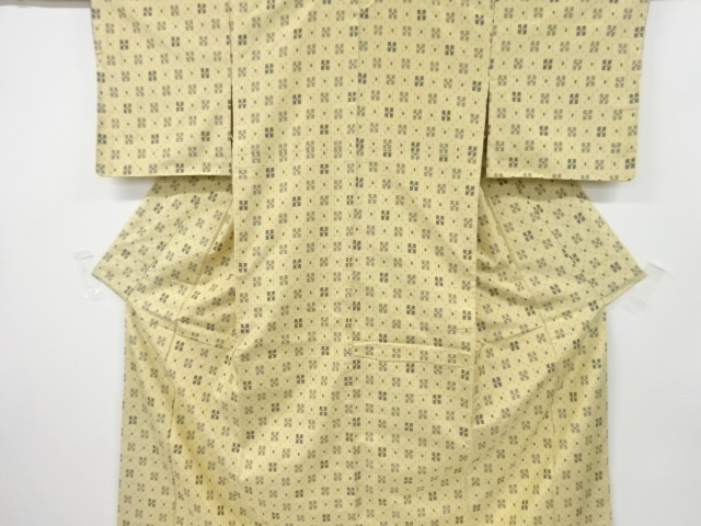 JAPANESE KIMONO / ANTIQUE KIMONO / SILK / HAND WOVEN TSUMUGI / ABSTRACT FLOWERS